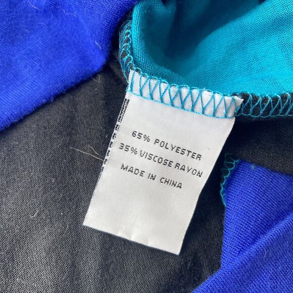 Ella J Dress Sz M Tank Top Tunic Black Blue Gold Rayon Casual Summer Fun Floral - Picture 4 of 7